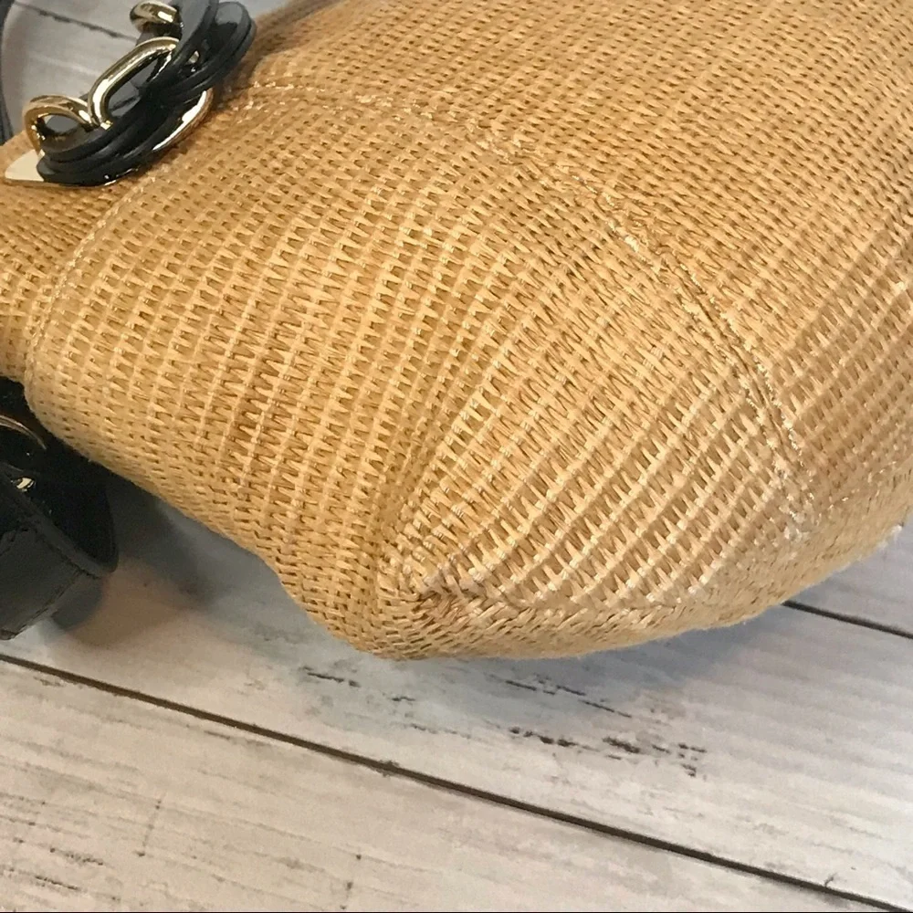 Michael Kors Raffia Textile and Leather Hobo Bag
